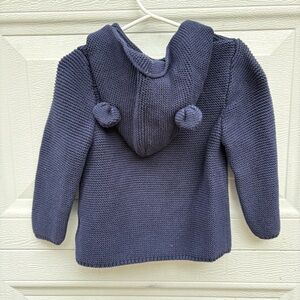 Navy Knit Hooded Baby Cardigan with Bear ears Accents on hoody 18-24m